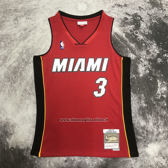 Maglia Miami Heat Dwyane Wade #3 Mitchell & Ness 2005-06 Rosso